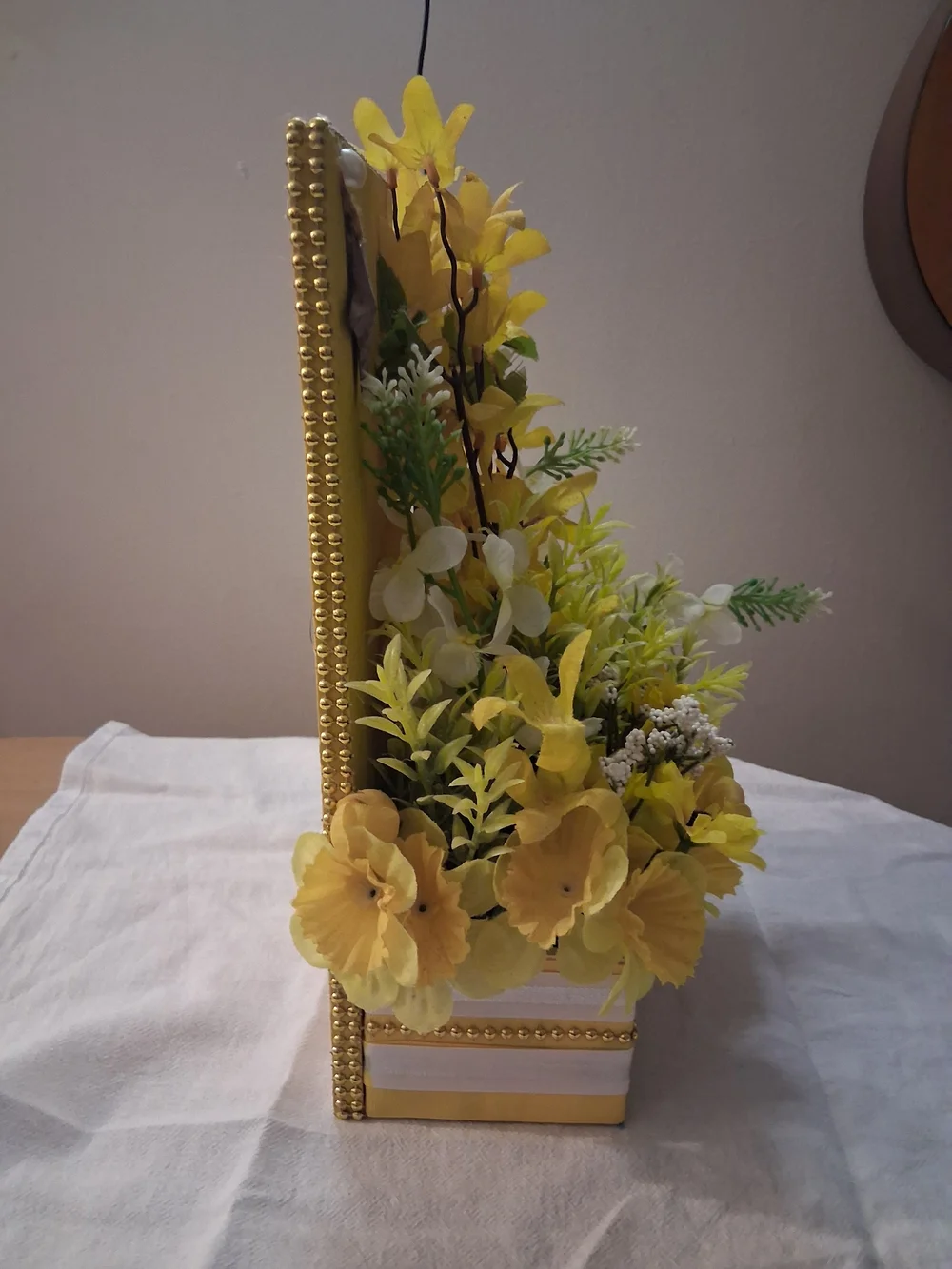 Bright Yellow Faux Floral Arrangement with Green Foliage - Home Accent